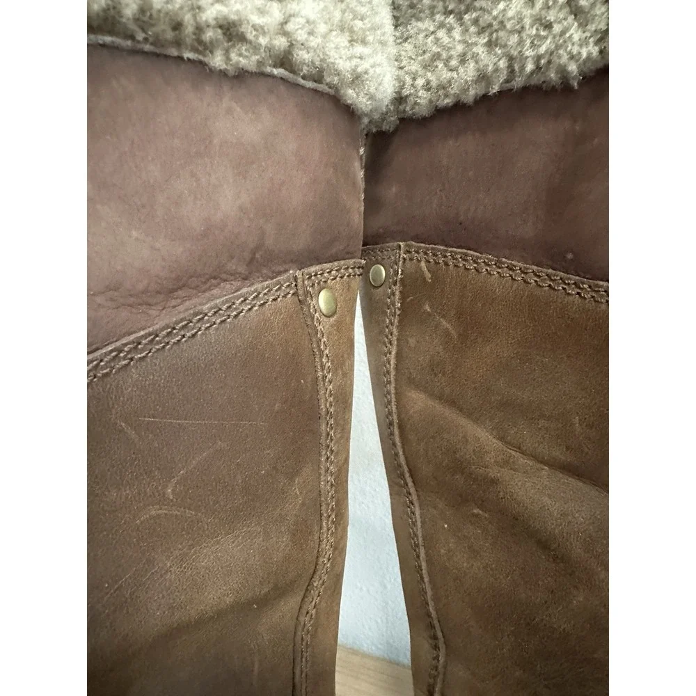 Ugg Australia Leather Boots Womens Size 9 Sheepskin Brown